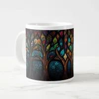 Colorful Mosaic Stained Glass Tree effect design Giant Coffee Mug