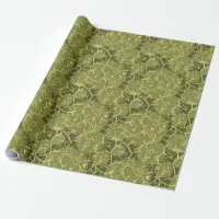 Olive Green Spiky Cactus Patterned Wrapping Paper