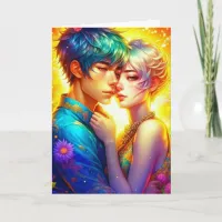 Cute Pop Art Anime Couple Valentine's Day Card