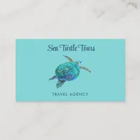 Watercolor Sea Turtle Turquoise Business Card