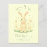 Cute Happy Easter Bunny Rabbit Preschool Yellow Postcard