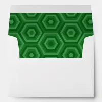 Green Hexagon-Lined Envelope with Return Address