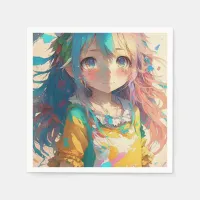 Beautiful Colorful Anime Girl  Napkins