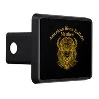 Gold Bison Buffalo Artwork With Intricate Design Hitch Cover