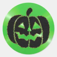 Lime Green and Black Pumpkin Halloween Stickers