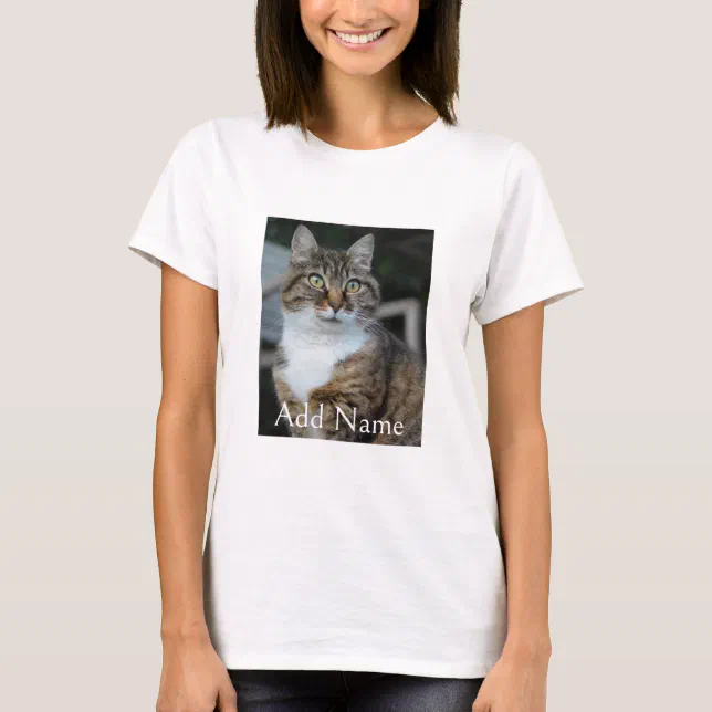 Custom Photo Cat and Name Personalized Women T-Shirt