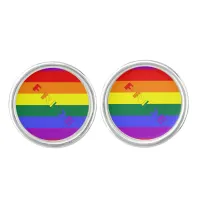 LGBT Rainbow Pride Flag Round Cufflinks