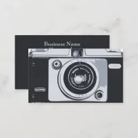  Photography Black qr code Vintage Hipster Camera Business Card