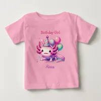 Personalized Birthday Girl | Axolotl Themed Baby T-Shirt