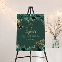 Green Gold Butterfly Quincea&#241;era Welcome Sign