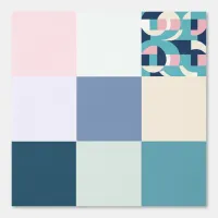 Geometric Pattern Blue Pink Squares Tile Effect Wallpaper