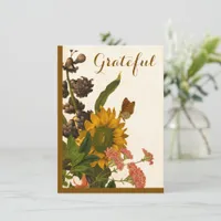 Colorful Autumn Brown Flowers Happy Thanksgiving Holiday Card