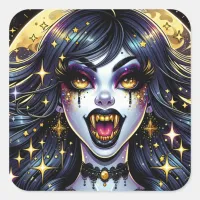 Comic Book Style Vampire Halloween Party  Square Sticker