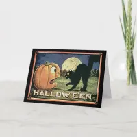 Vintage Halloween Pumpkin  & Cat in Mosaic Card