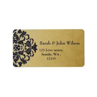 Elegant Filigree Navy Gold Wedding Label