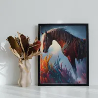 Elegant Prismatic Arabian Horse Digital Art Poster