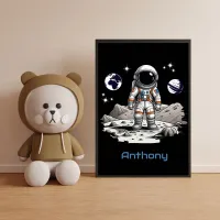 Astronaut Planets and Stars Poster