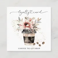 *~* Floral Coffee To Go Espresso QR Rewards Loyalty Card