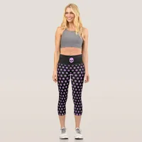 Cute Goth Pink Skulls  Capri Leggings