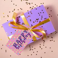 Pastel Colorful Polka Dot On Pink Happy Birthday Gift Tags