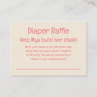Orange Floral Diaper Raffle Instructions & Ticket Enclosure Card