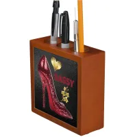 Red & Gold on Black High Heel Shoe | Desk Organizer