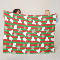 Red and Green Snowflake Mittens  Hats Fleece Blanket