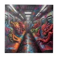 Train full of Demons and lost Souls Ceramic Tile