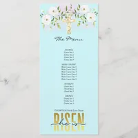 He Is Risen Religious Christian Quote Blue Easter Menu