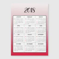 Happy New Year 2018 Red Magnetic Calendar