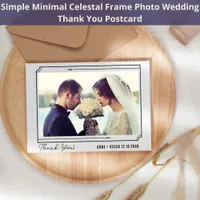 Simple Celestal Frame Photo Wedding Thank You Postcard