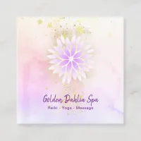 *~* Mandala Dahlia Pastel Lavender Pink Square Business Card