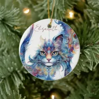 Haight-Ashbury Style Psychedelic Cat Ornament