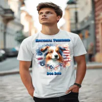 Collie Dog with American Flag T-Shirt