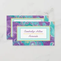 Purple, Gold and Blue Marble Fluid Business Card