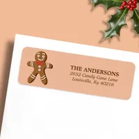 Brown Gingerbread Man Christmas Return Address Label