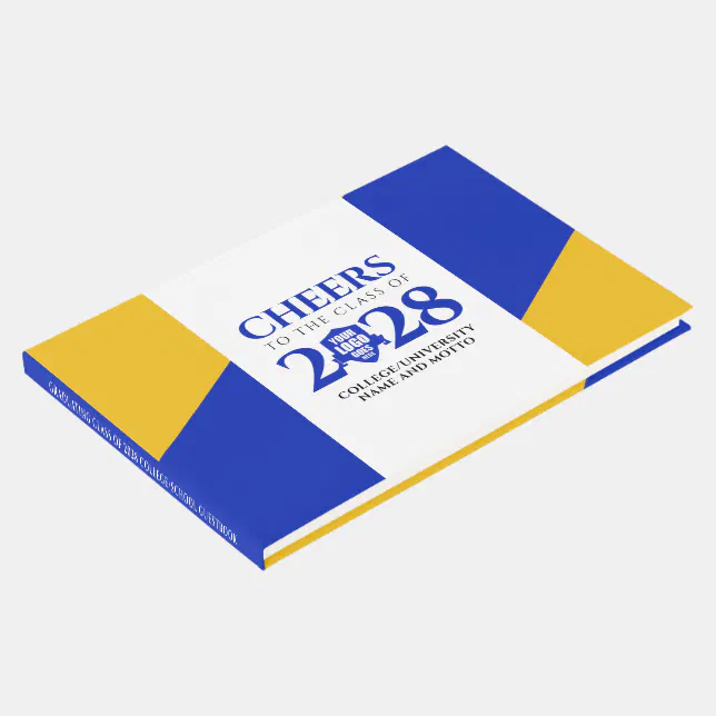 Blue Gold School College University Graduation  Guest Book