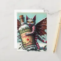 Red Striped Christmas Vampire Fairy Kitty  Postcard