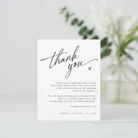 Modern Casual Fun Wedding Hand Drawn Heart Thank You Card