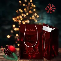  Merry Christmas trees burgundy Medium Gift Bag