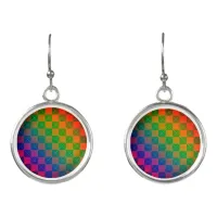 Vibrant Rainbow Check Earrings