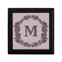 Elegant Purple and Silver Framed Monogram  Gift Box