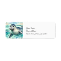 Seal Under the Sea Coastal Beach Label