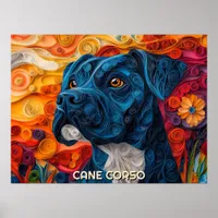 Cane Corso Quilling Art Dog Portrait Poster