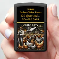 Farming Leghorn Chickens Near a Rustic Barn Zippo Lighter