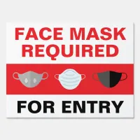 18" x 24" Bold Red Face Mask Required Yard Sign