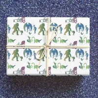 Monster Reunion Funny Ombre Mythic Creature  Wrapping Paper Sheets