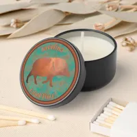 Southwest Cute Javelina Coppery Teal Personalized Mini Candle Favors