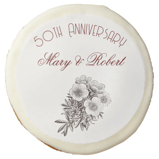 Flourished 50th anniversary - personalized  sugar cookie