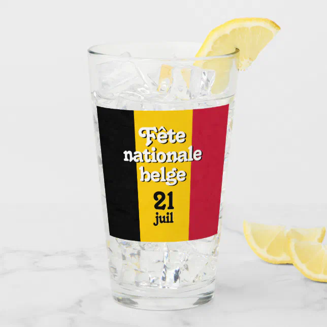 French Fête nationale belge Belgian Flag Glass